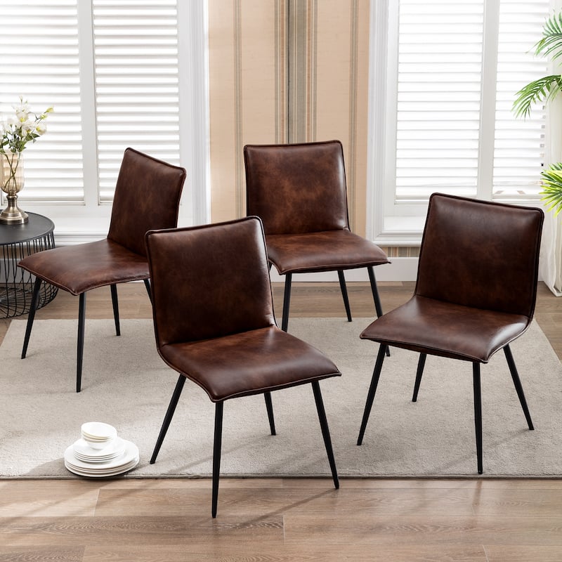 Minimalist 19" Wide Faux Leather Dining Chairs