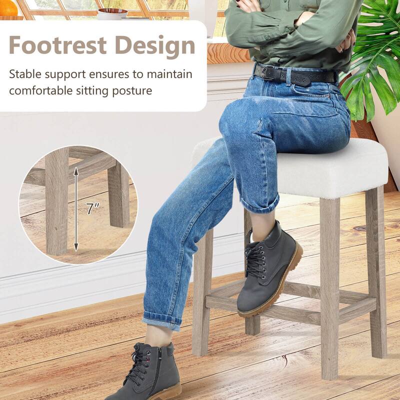 Costway Counter Height Bar Stools Set of 2/4 with Rubber Wood Legs - See Details