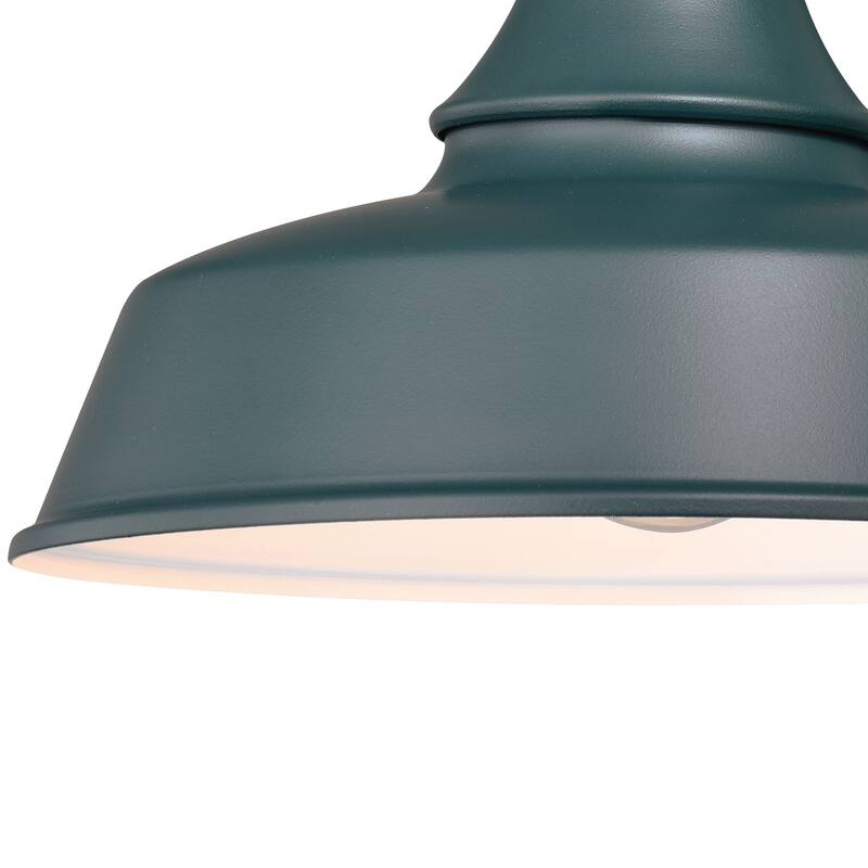 Dorado 1 Light Dusk to Dawn Green White Farmhouse Barn Dome Outdoor Wall Lantern - 9-in W x 13.25-in H x 9-in D