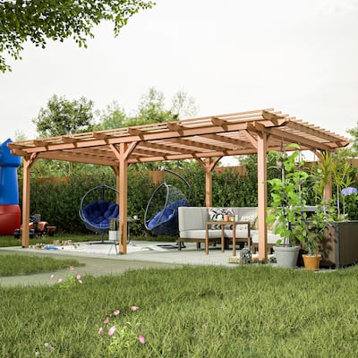Wooden Pergola Gazebo - Brown Outdoor Structure for Garden, Deck & Climbing Plants