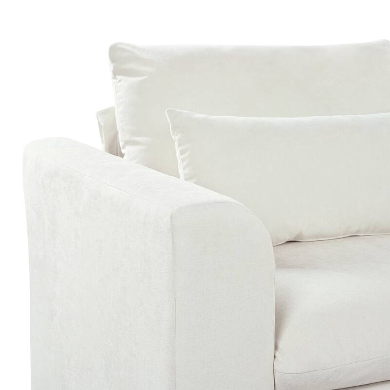 132.3" Linen Blend U-Shaped Sectional Sofa with Ottomans & Storage