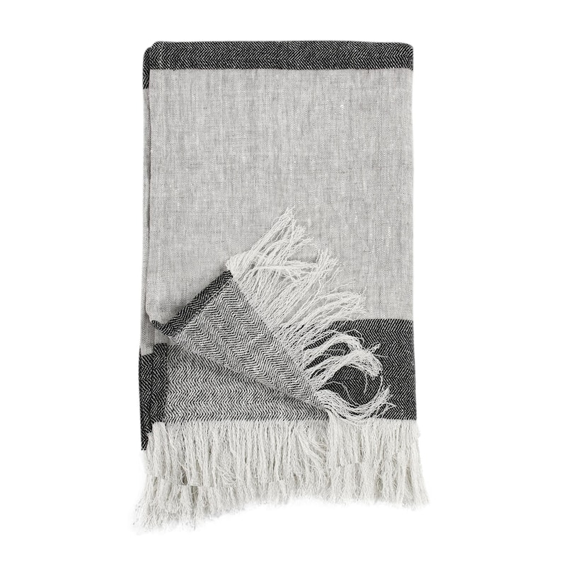 Villa by Classic Home Talara 100% Belgian Linen Throw Blanket
