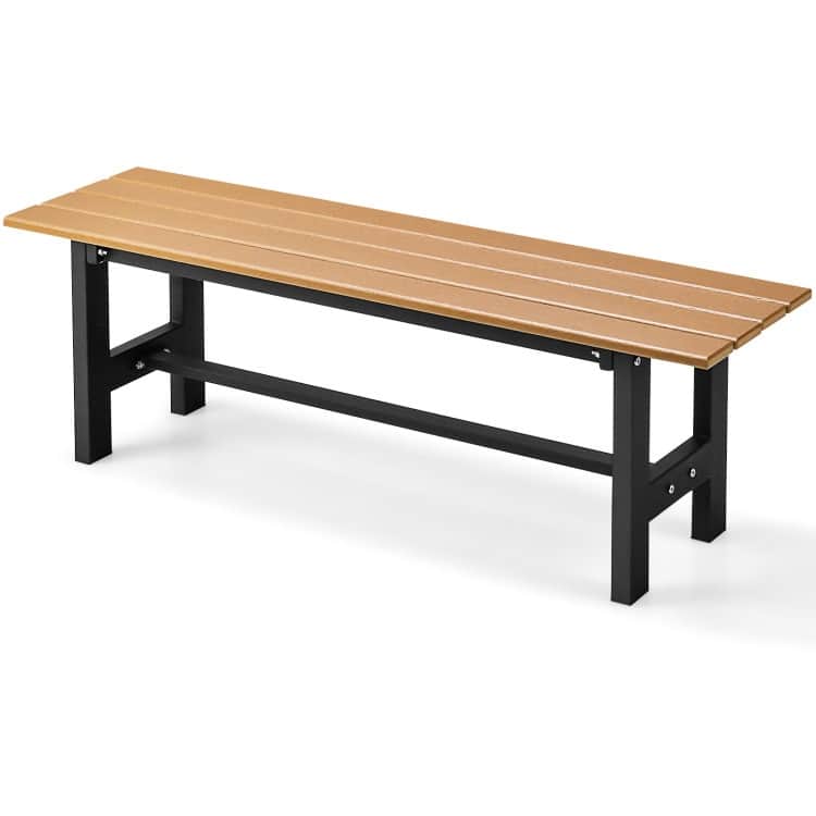 47" Outdoor Chair with Slatted Seat Plastic Coated Iron Frame - 47" x 14" x 16"