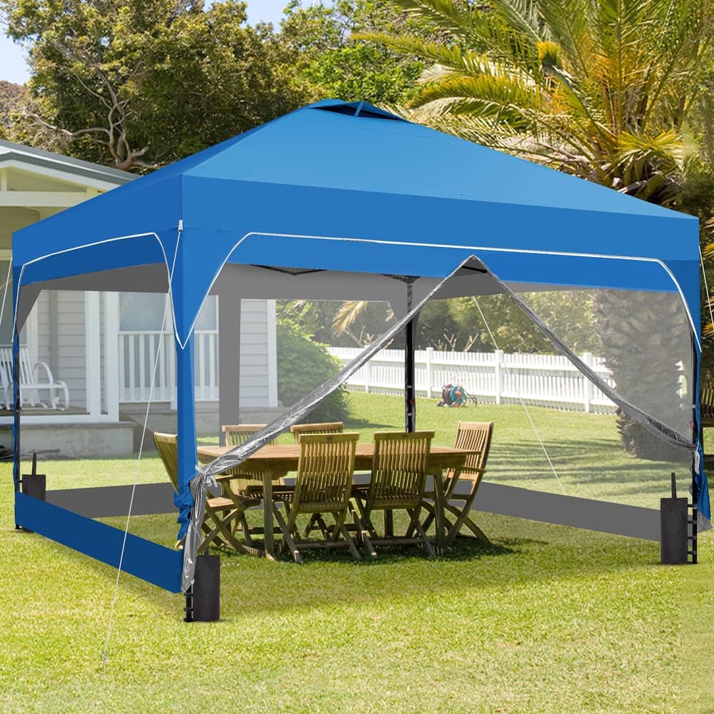 Ainfox 12x12FT Pop Up Canopy Tent with One Push Setup, Gazebo with 4 PVC Transparent Sidewalls