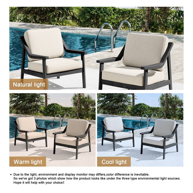 Outdoor Patio Club Chair Arm Lounge Cushion Chair (Set of 2)