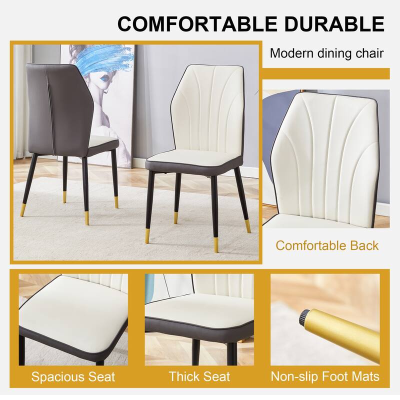 Modern 5-Piece Dining Set with Rectangular Table & Widened Backrest Chairs