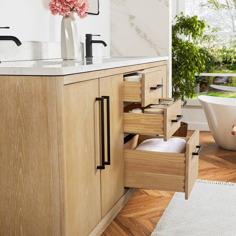 Gara Double Bath Vanity with Composite Stone Top without Mirror