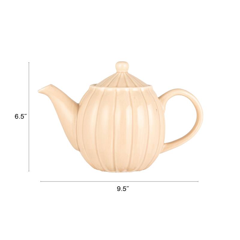 34-Ounce Stoneware Ribbed Teapots with Reactive Glaze - 9.5"L x 4.88"W x 6.5"H