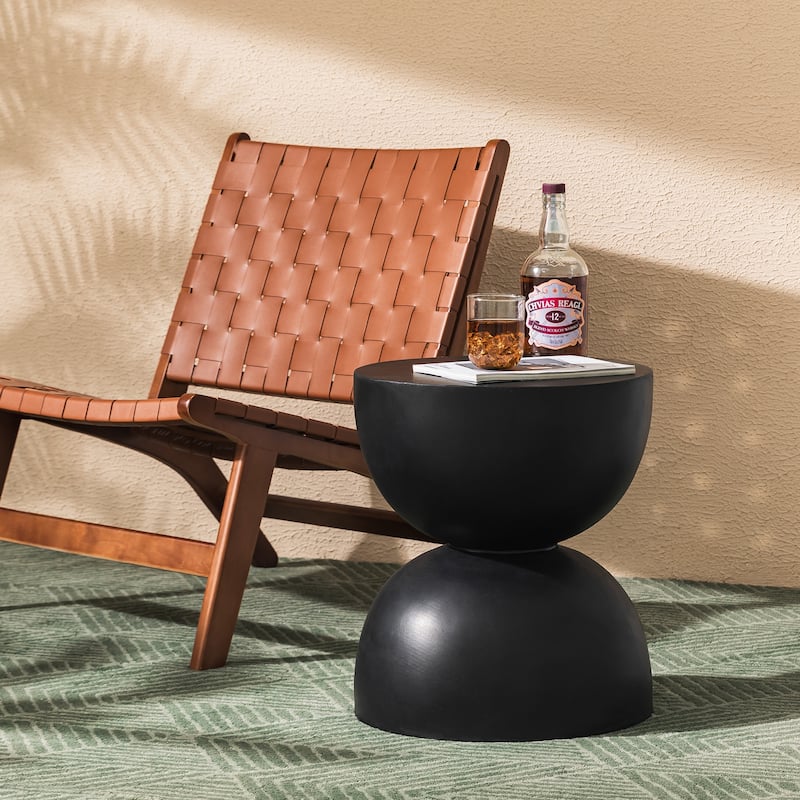 Glitzhome 18"H Modern MGO Faux Terrazzo Garden Stool Planter Stand - 15.75"L X 15.75"W X 17.75"H - Black