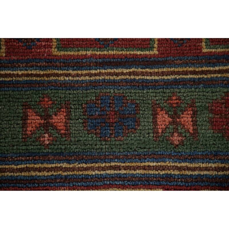 Geometric Red Sirjan Oriental Area Rug Handmade Wool Carpet - 7'11"x 9'11"