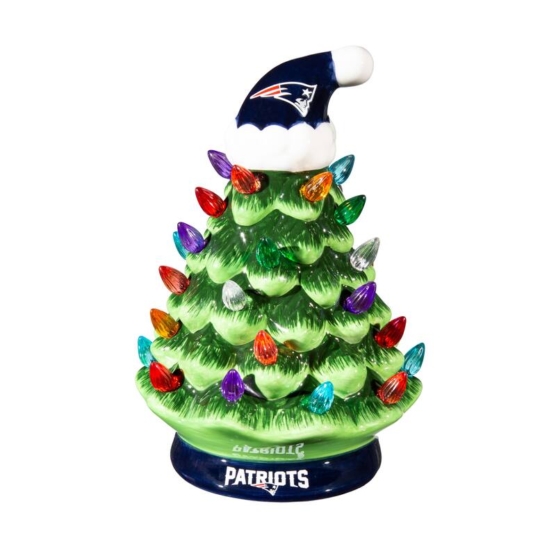 8" LED Ceramic Tabletop Christmas Tree, New England Patriots