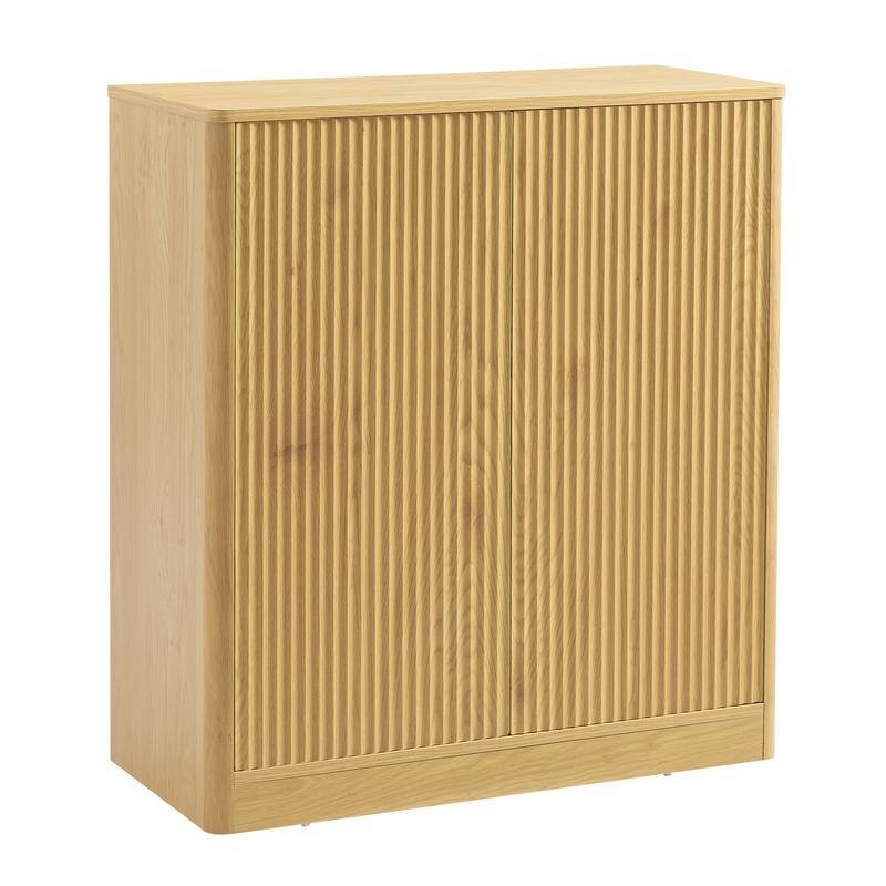 Fluted 31.5" Sideboard with Curved Design 2-Door Storage Cabinet for Stylish Organization