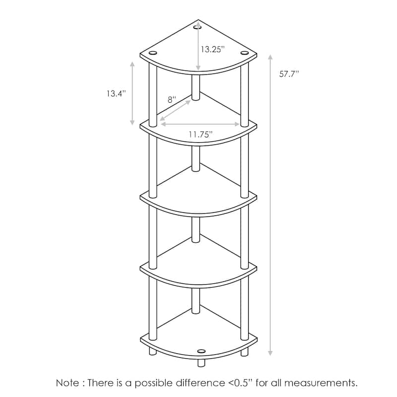 Furinno Turn-N-Tube 5 Tier Corner Display Rack Multipurpose Shelving Unit, Set of 2