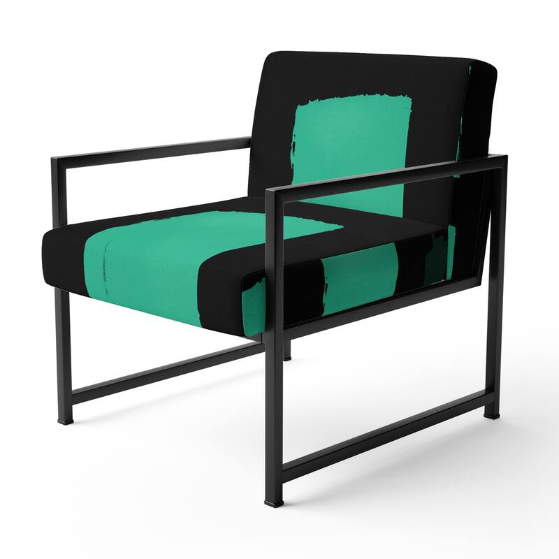 Designart "Black & White Crossing Paths II" Upholstered Abstract Accent Chair - Modern Arm Chair For Living Room