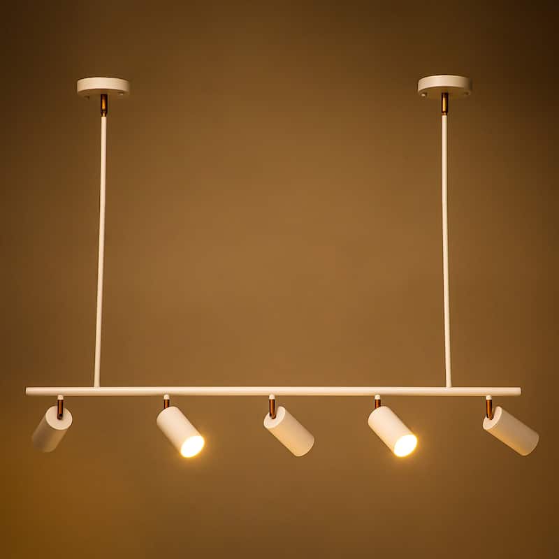 5-Light Modern Farmhouse Linear Swivel Track Lighting Spotlight for Kitchen Island
