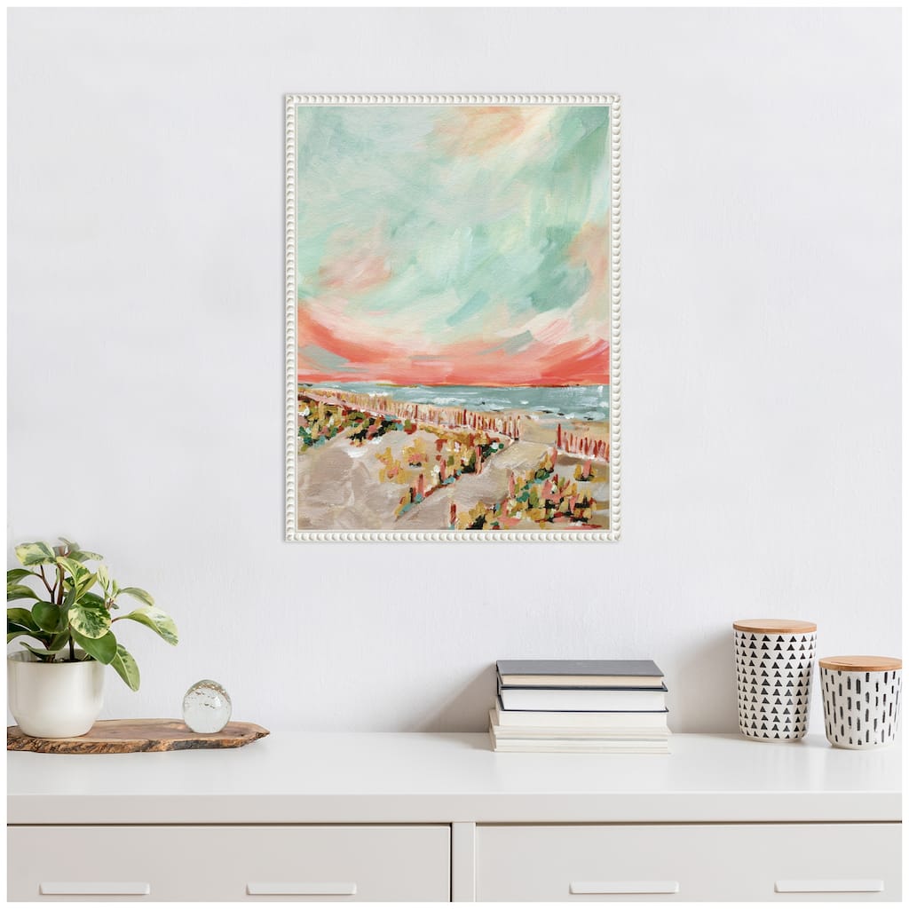 Kate and Laurel Sylvie Landscape 03 Beach Framed Canvas by Annie Quigley