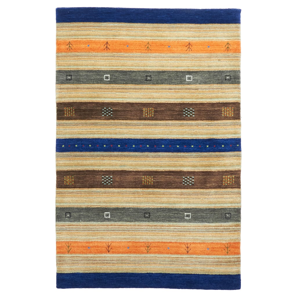ECARPETGALLERY Hand Loomed Kashkuli Gabbeh Multi Color Wool Rug - 4'0 x 6'0