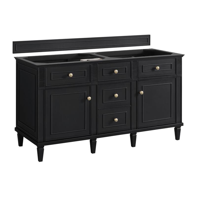 James Martin Vanities 424-V60D Lorelai 60" Double Basin Wood Vanity - Black Onyx - Anthracite Finish