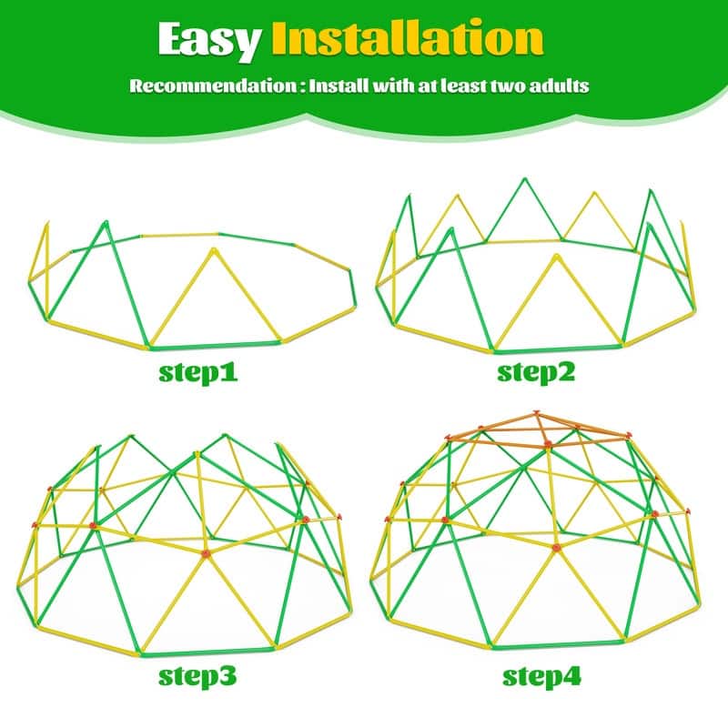 10FT Geometric Climbing Dome Climber Playground for Kids 3-10, Climbing Toys for Kids - N/A