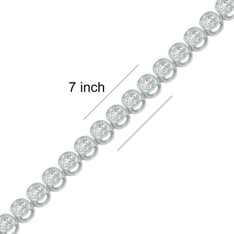 Marquee 5 Carat TW Oval Shape Lab Grown Diamond Bezel Set Bracelet in 14K White Gold