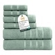 preview thumbnail 1 of 4, Feather and Stitch NY 650 GSM Premium Cotton 6 Piece Towel Set Super Absorbent Quick Dry Spa Quality Green