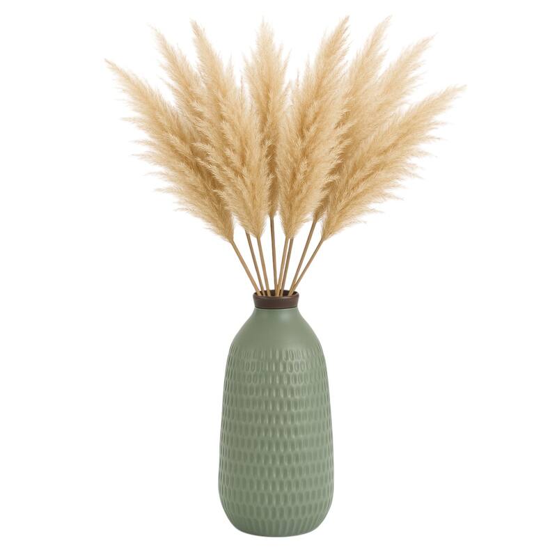 Ceramic Modern Dimpled Texture Vase - Green, 16"