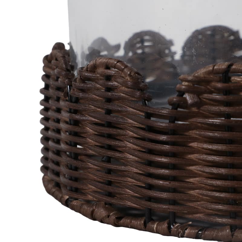 Candle Holder - Brown Glass Hurricane on Scallop Base