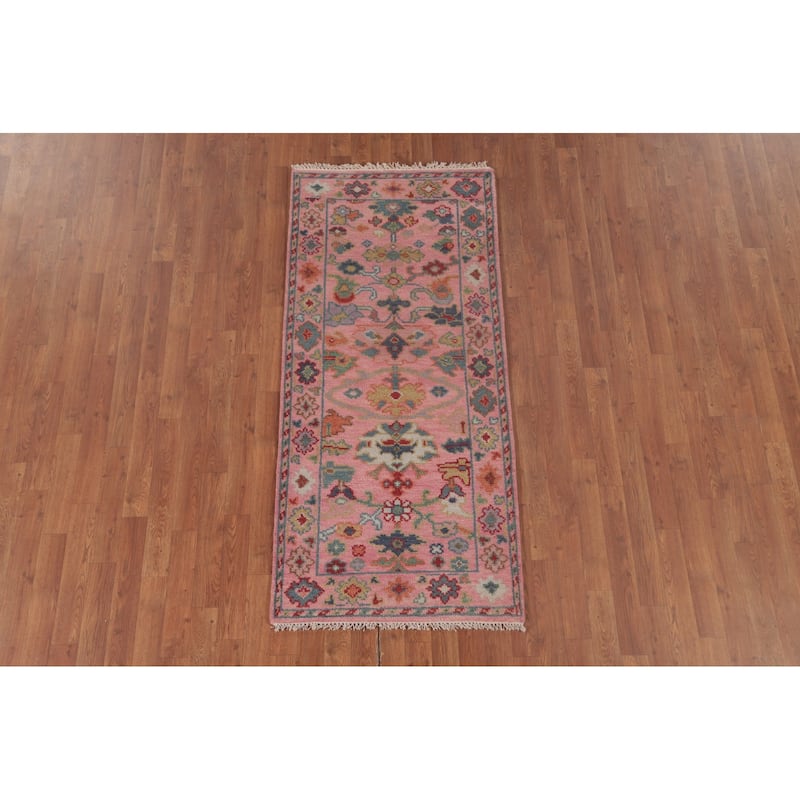 All-Over Pink Oushak Oriental Accent Rug Wool Carpet - 2'8"x 5'10"