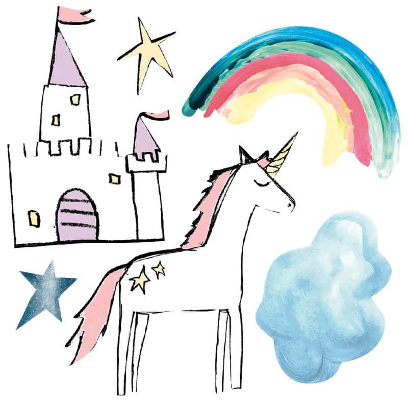 Tempaper Rainbows & Unicorns Removable Wall Decals (4 Sheets) - Red