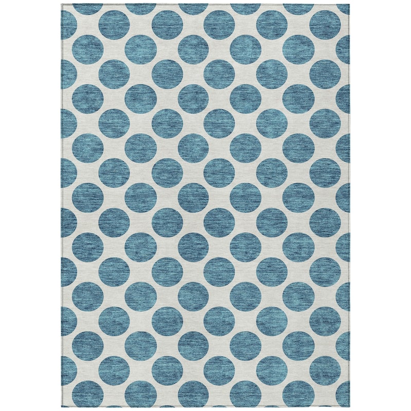 Machine Washable Indoor/ Outdoor Polka Dots Chantille Rug