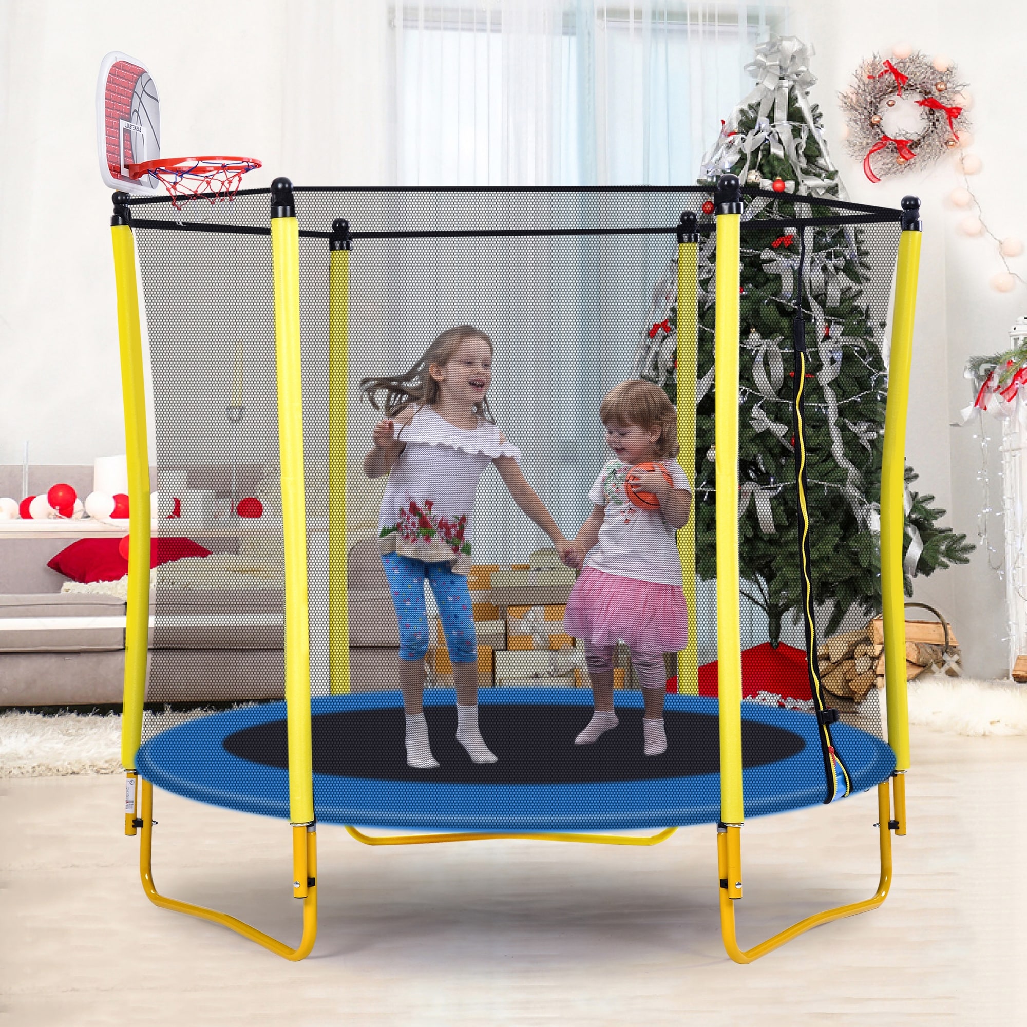 Outdoor Indoor 5.5FT Trampoline with Enclosure Bed Bath