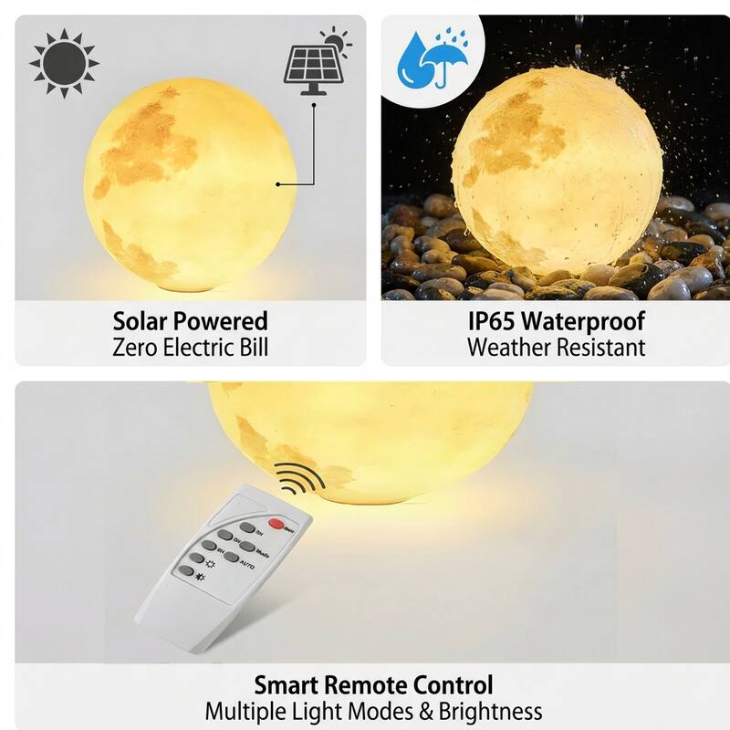 15.7" Indoor/Outdoor Solar Powered Glowing Moon Light - 15.7 inch