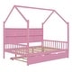 preview thumbnail 21 of 45, Modern Full Size House Bed Kids Bed with Trundle and Shelf,Solid Construction
