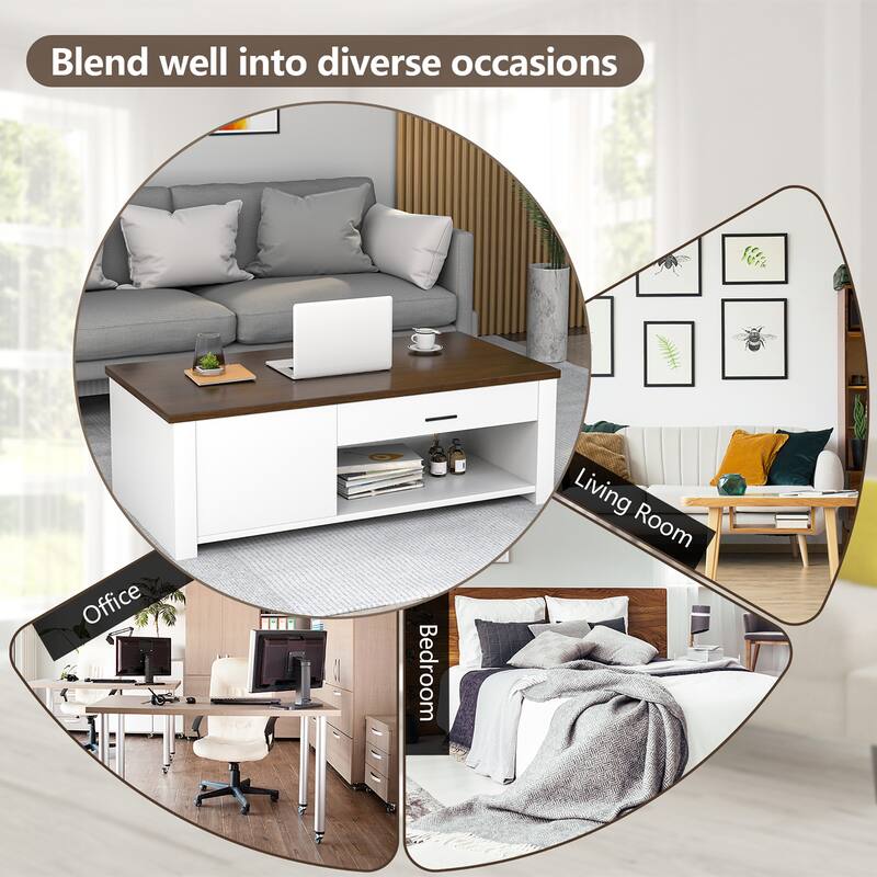 Costway Modern Coffee Table Living Room Coffee Table W/ Storage