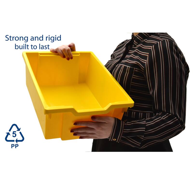 Gratnells Deep F2 Tray, Sunshine Yellow, 12.3" x 16.8" x 5.9", Heavy Duty School, Industrial & Utility Bins, Pack of 6