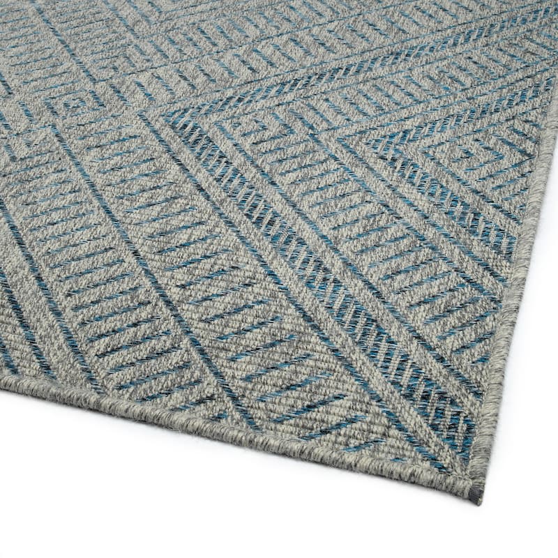 Modern Transitional Geometric Southwestern Textured High-Low Cut & Loop Runner - 2x 6