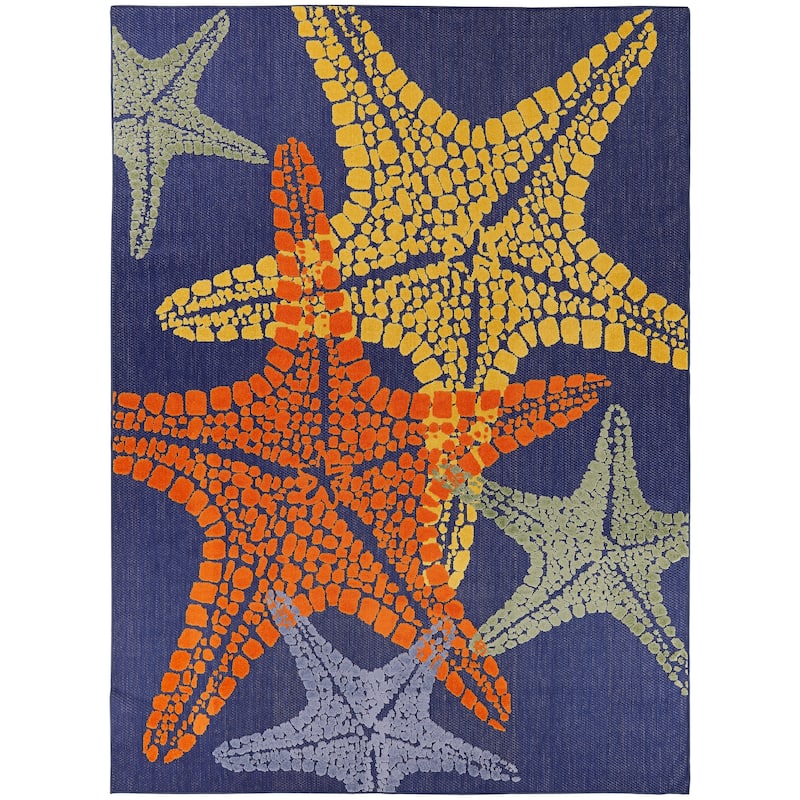 Aloha Coastal Starfish Beach Indoor/Outdoor Area Rug - 7'10"x10'6" - Blue/Multi
