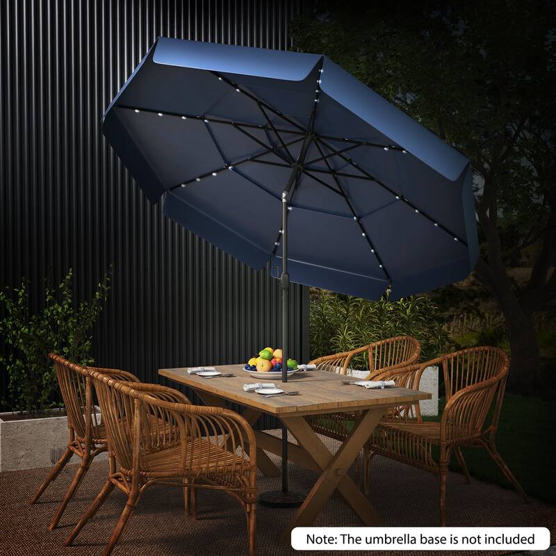 Costway 10 FT Solar Patio Umbrella with 32 LED Lights 3-Tier Vented
