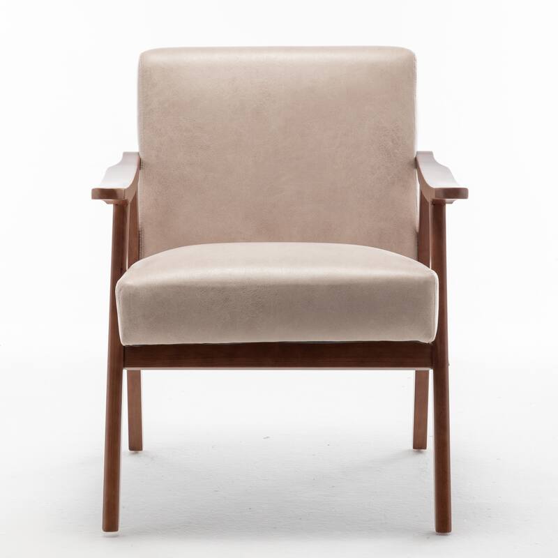 Mid-Century Modern Chair, Living Room Chair with Solid Wood Frame, Accent Chair Extra-Thick Backrest, Wingback Chair