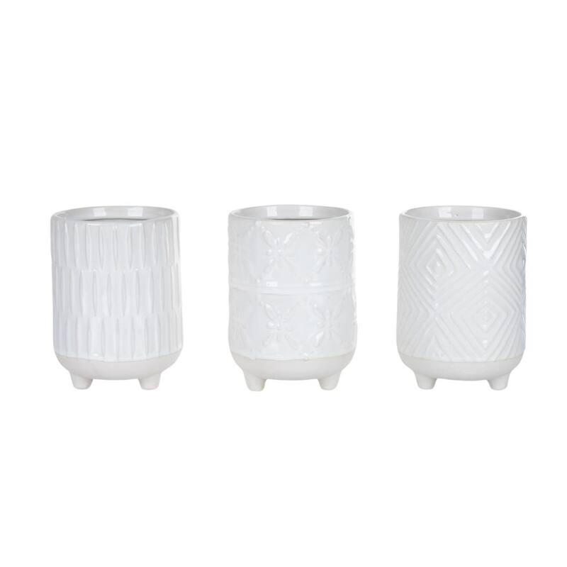 Transpac Stoneware Natural Instincts Planters Set of 3 Spring Home Decorations