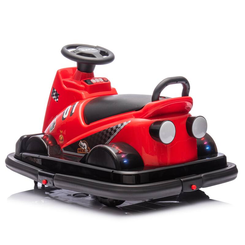 12V Kids Electric Bumper Car, Dual Motors, 360° Rotation, LED Flow Lights, Music, Horn & Fun Collision Effects for Ages 3-5