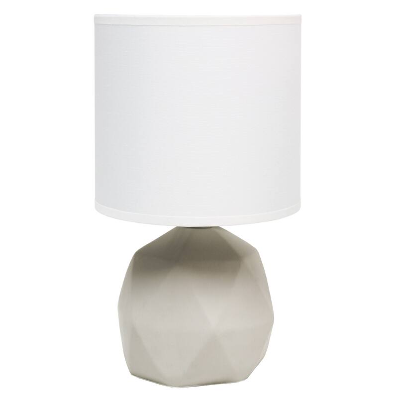 Geometric Concrete Table Lamp with Drum Shade - 10.5" - White