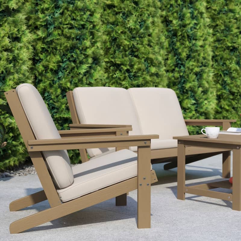 All-Weather Poly Resin Adirondack Style Chair & Cushions