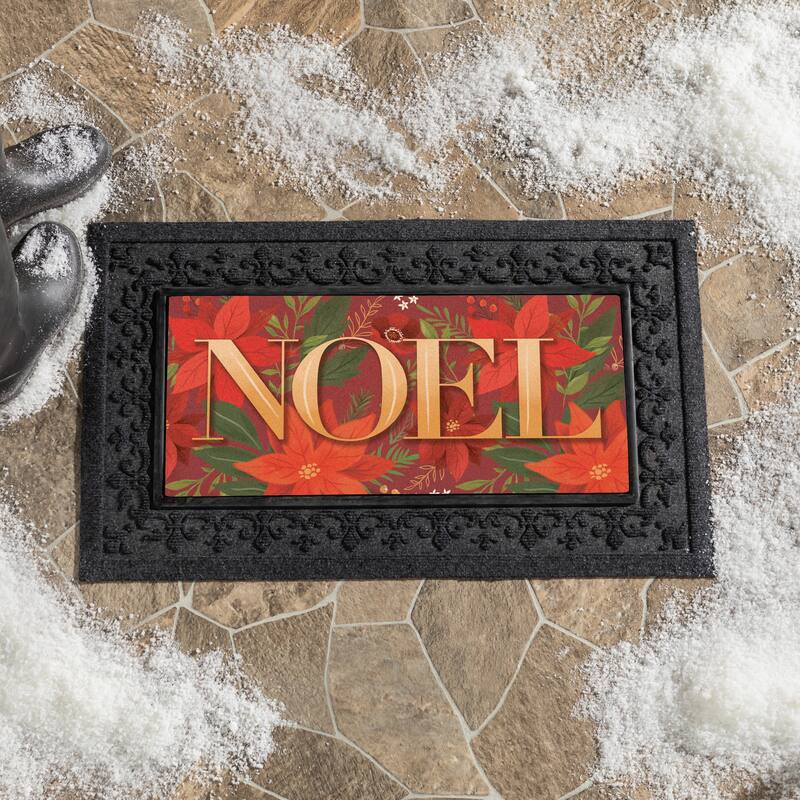 Holiday Flocked Coir Sassafras Switch Mat -"Noel" - 22" x 10"