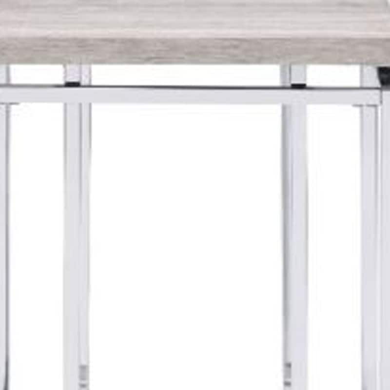 HomeRoots 24" Chrome And Natural Oak Manufactured Wood And Metal Square End Table - 19' X '24' X '19
