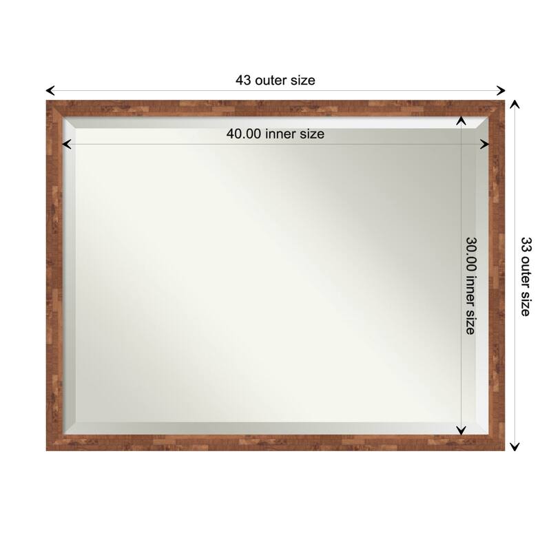 Beveled Wood Bathroom Wall Mirror - Fresco Dark Walnut Frame