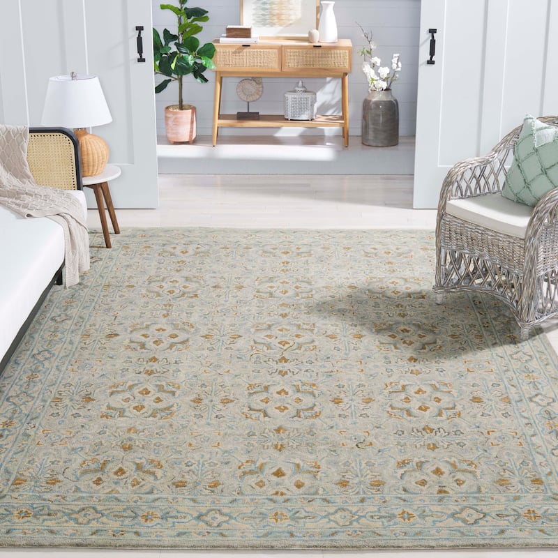 SAFAVIEH Handmade Heritage Damask Traditional Wool Rug