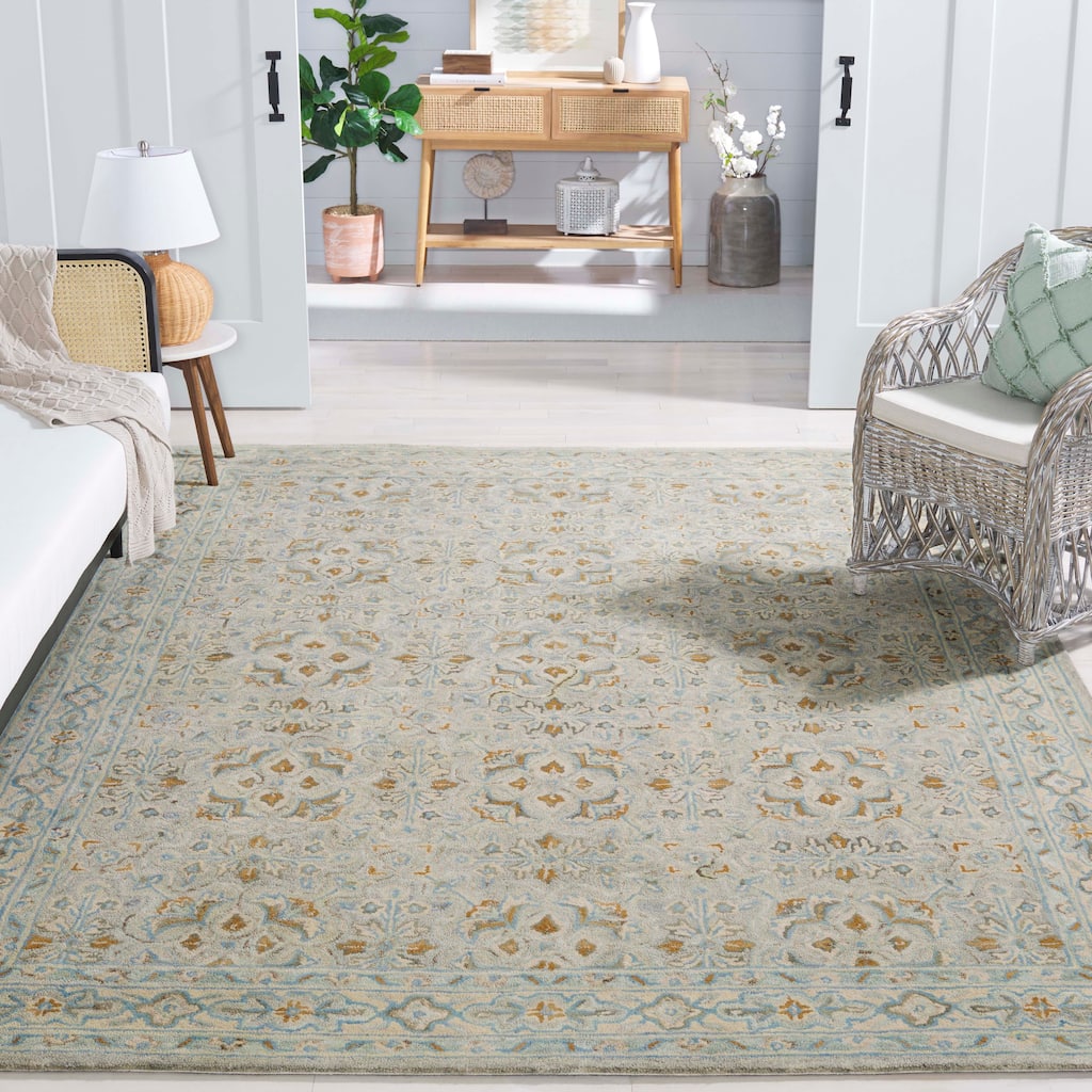 SAFAVIEH Handmade Heritage Damask Traditional Wool Rug