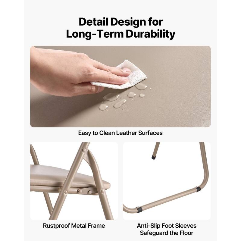 Portable Folding Leather Chair with Padded Cushion for Events