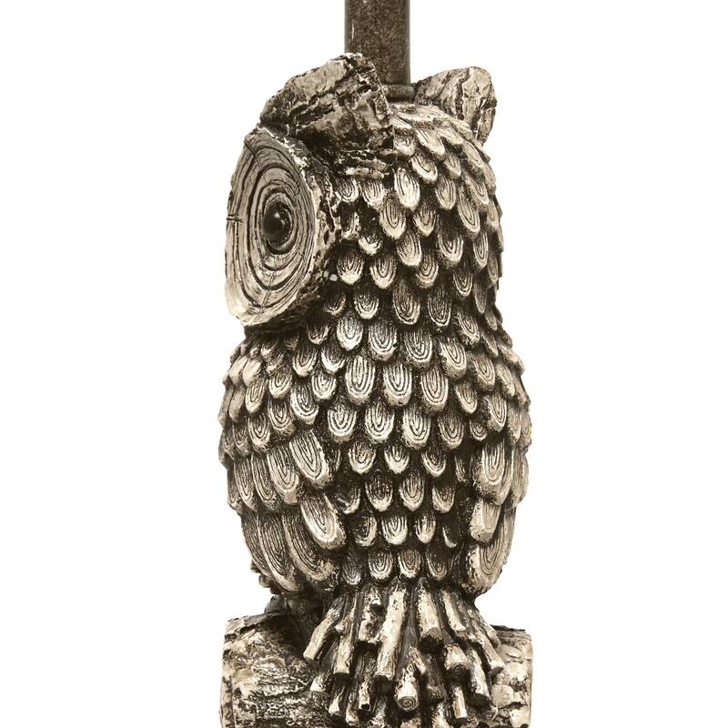 Simple Designs Polyresin Gazing Brown and White Night Owl Novelty Bedside Table Desk Lamp - L: 9.95" x W: 9.95" x H: 19.85"